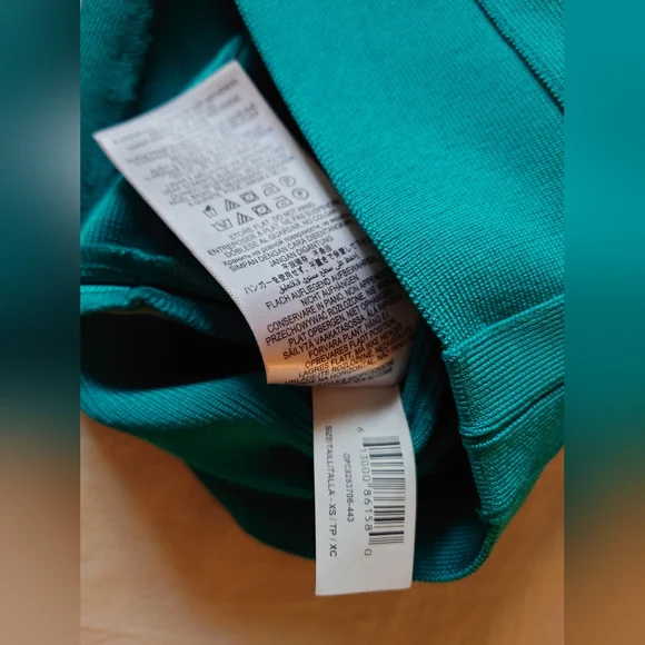 NWOT Bright Teal HERVE LEGER V- Neck Mini Bandage Dress XS $790 - Picture 12 of 14